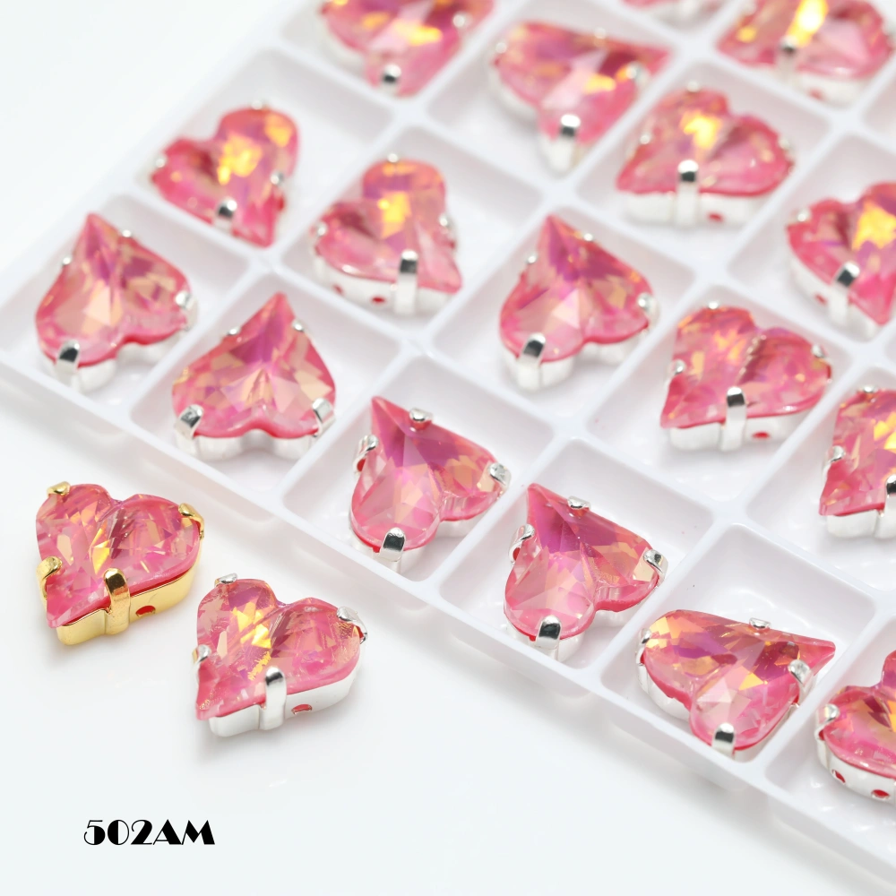 4809 Sweet Heart Pointed Back Claw Rhinestones Shiny Crystal Stone Peach Apricot Bloom Series DIY Supplies Bags Shoes Wedding