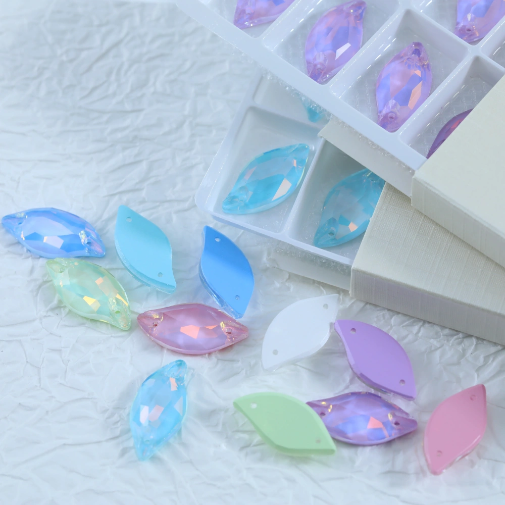 Diamond Leaf  Sew-on Stone AM EN Series Luminous Crystal Rhinestones DIY Craft Accessories For Shoes Bags Wedding Dress Clothing