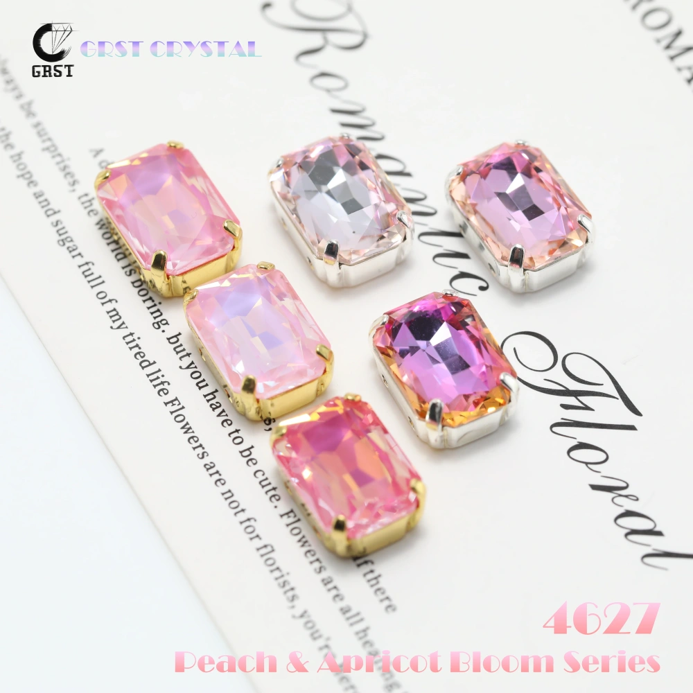 4627 Cushion Octagon Fancy Stone Claw Rhinestones Shiny Crystal Stone Peach Apricot Bloom Series DIY for Bag Shoes Wedding Dress