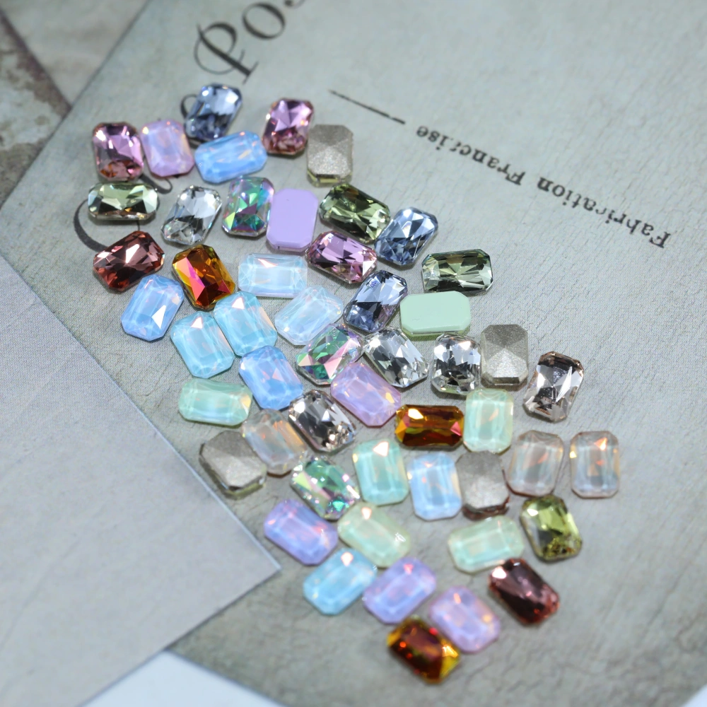 Princes Square Flat Back Bevel Edge Plus Rhinestones Sparkling Crystal Fancy Stones For Nail Art Bags Wedding Dress DIY Supplies