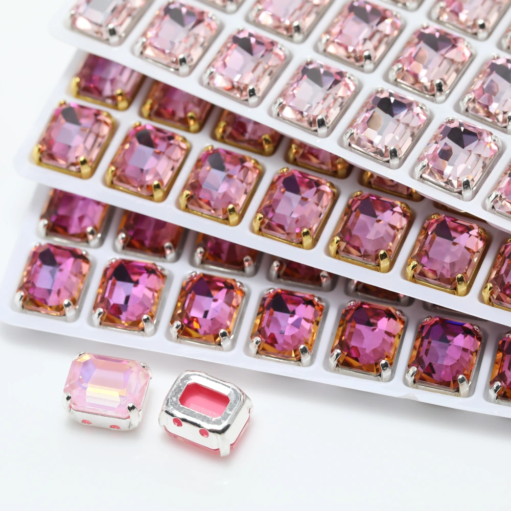Shiny Crystal 4610 Cushion Octagon Pointed Back Stone Claw Rhinestones Stone Peach Apricot Bloom Series Bags Shoes Wedding Dress