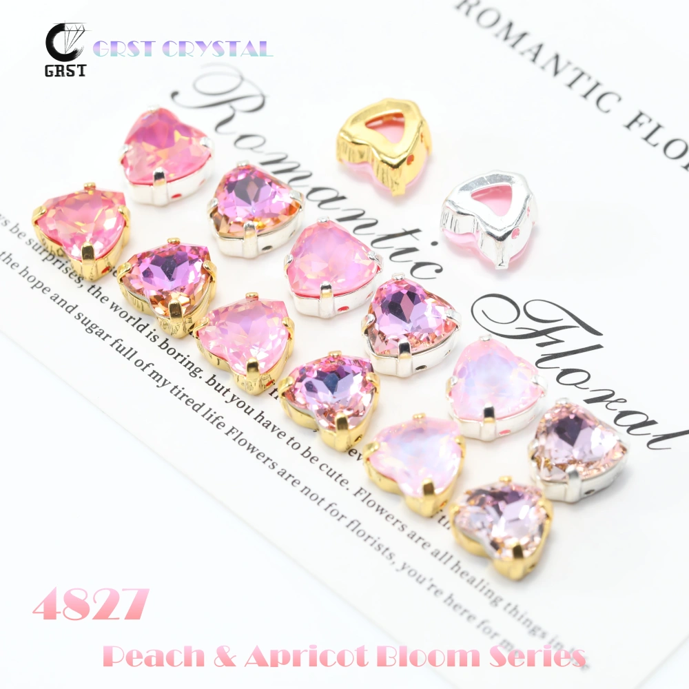 Brilliant Crystal 4827 Maxi Heart Pointed Back Claw Rhinestones Peach Apricot Bloom Series DIY Bags Shoes Wedding Dress Supplies