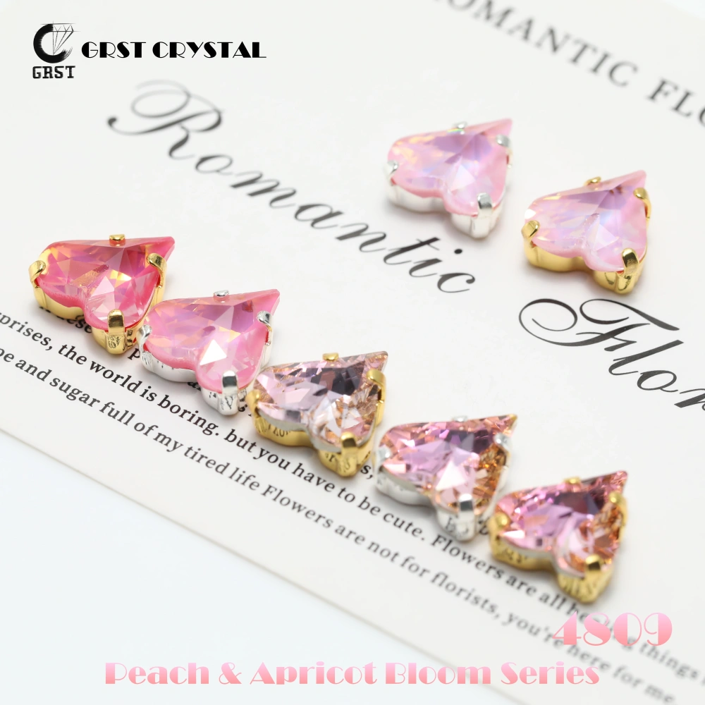 4809 Sweet Heart Pointed Back Claw Rhinestones Shiny Crystal Stone Peach Apricot Bloom Series DIY Supplies Bags Shoes Wedding