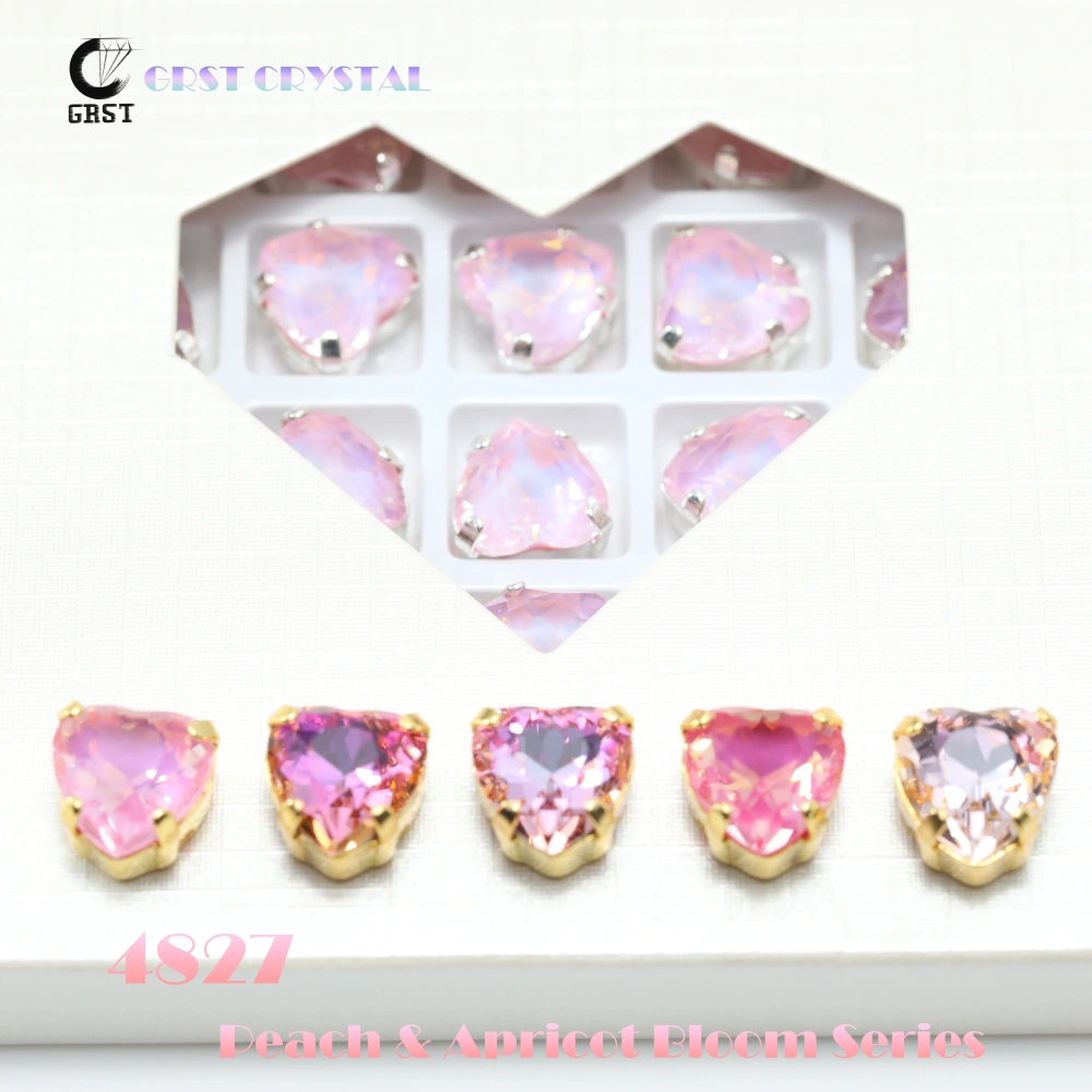 Brilliant Crystal 4827 Maxi Heart Pointed Back Claw Rhinestones Peach Apricot Bloom Series DIY Bags Shoes Wedding Dress Supplies