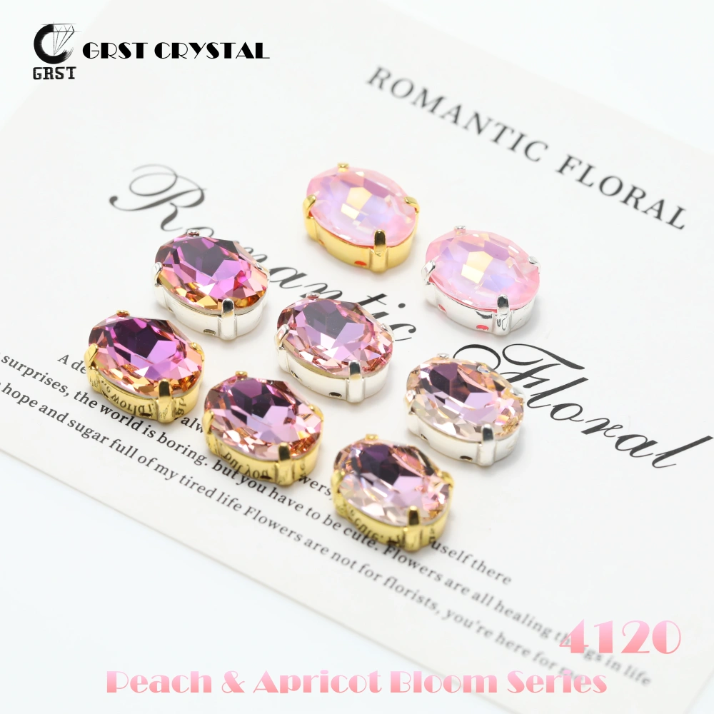 Shiny Crystal Stone 4120 Oval Pointed Back Claw Rhinestones Peach Apricot Bloom Series for DIY Supplies Bags Shoes Wedding Dress
