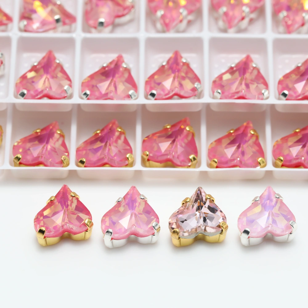 4809 Sweet Heart Pointed Back Claw Rhinestones Shiny Crystal Stone Peach Apricot Bloom Series DIY Supplies Bags Shoes Wedding