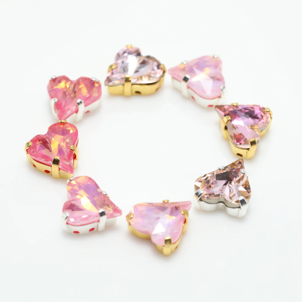 4809 Sweet Heart Pointed Back Claw Rhinestones Shiny Crystal Stone Peach Apricot Bloom Series DIY Supplies Bags Shoes Wedding