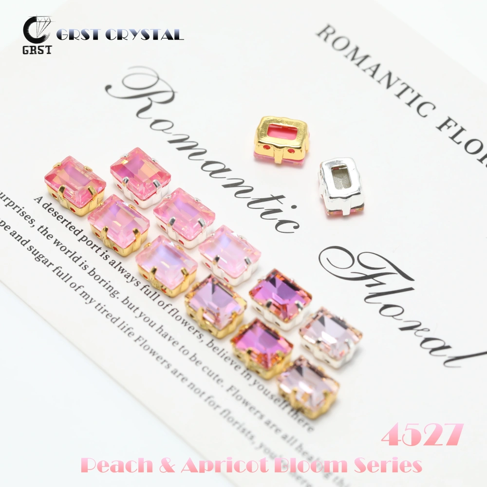 Sparkling Crystal 4527 Step Cut Fancy Stone Claw Rhinestones Peach Apricot Bloom Series Bags Shoes Wedding Dress DIY Supplies