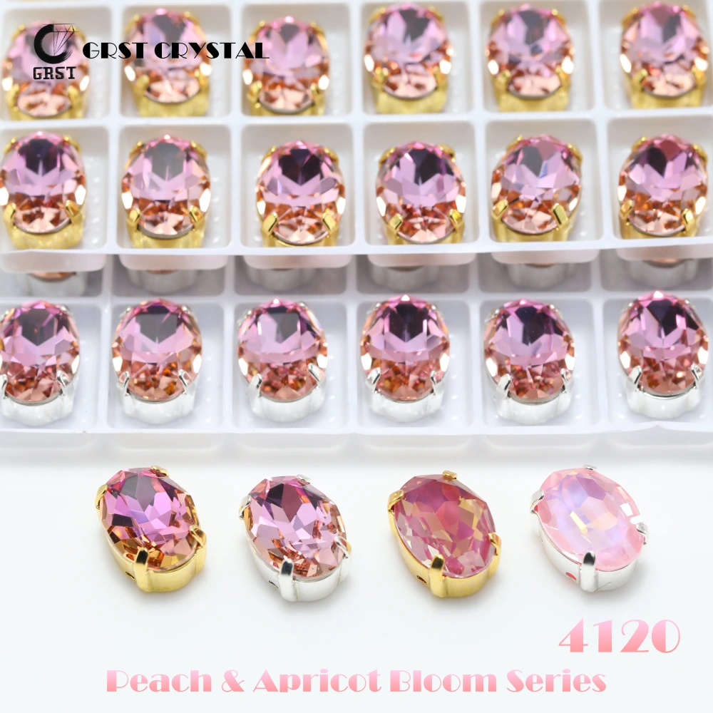 Shiny Crystal Stone 4120 Oval Pointed Back Claw Rhinestones Peach Apricot Bloom Series for DIY Supplies Bags Shoes Wedding Dress