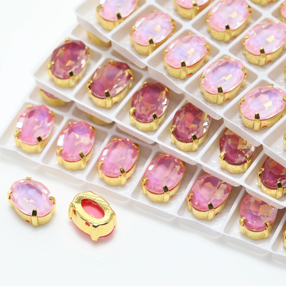 Shiny Crystal Stone 4120 Oval Pointed Back Claw Rhinestones Peach Apricot Bloom Series for DIY Supplies Bags Shoes Wedding Dress
