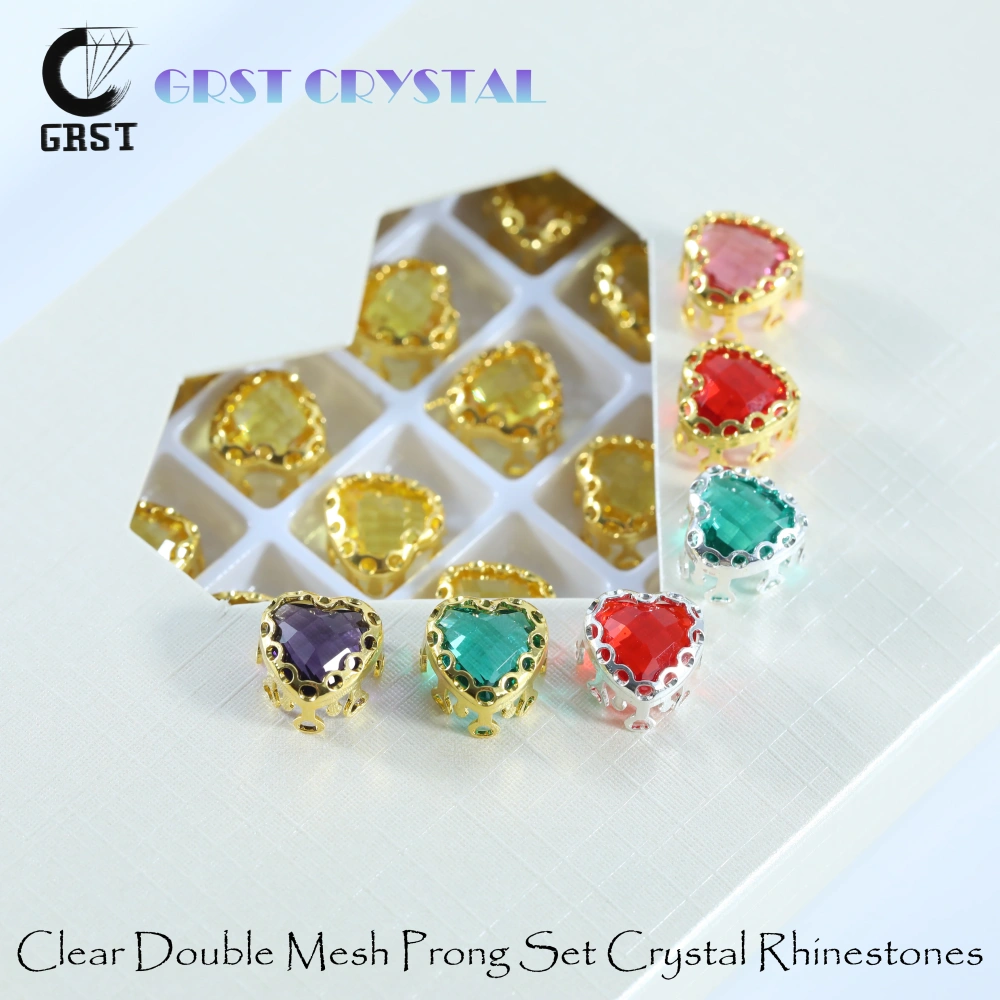 Sparkling Maxi Heart Clear Double Mesh Prong Crystal Bird Nest Claw Rhinestones Bags Shoes Wedding Dress Handmade Craft Supplies