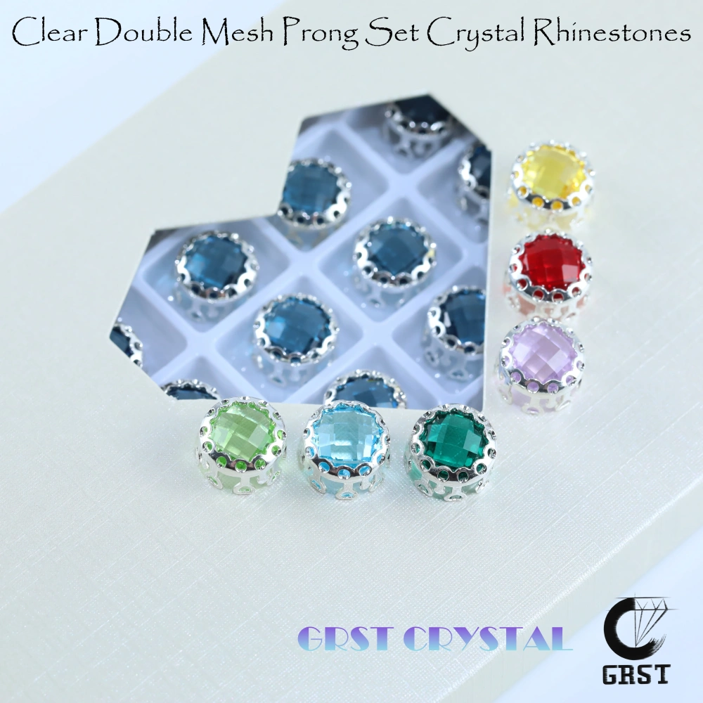 Double Mesh Prong Crystal Shiny Round Bird Nest Claw Rhinestones Beads For Bags Shoes Garment DressDIY Craft Decor Accessories
