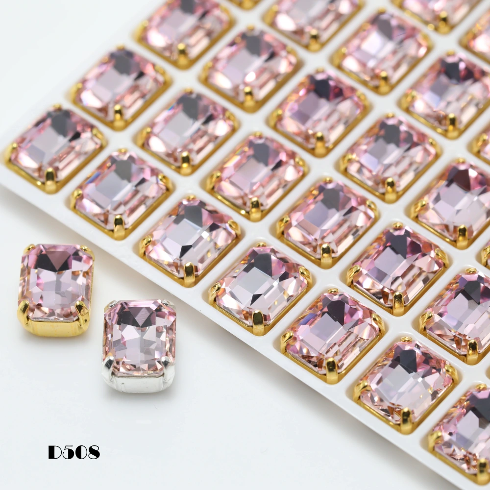 Shiny Crystal 4610 Cushion Octagon Pointed Back Stone Claw Rhinestones Stone Peach Apricot Bloom Series Bags Shoes Wedding Dress
