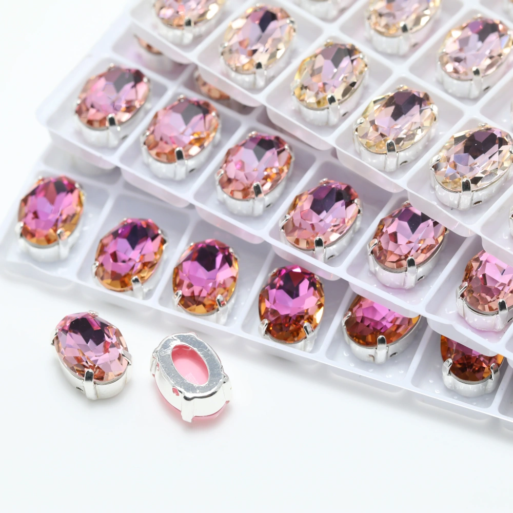 Shiny Crystal Stone 4120 Oval Pointed Back Claw Rhinestones Peach Apricot Bloom Series for DIY Supplies Bags Shoes Wedding Dress