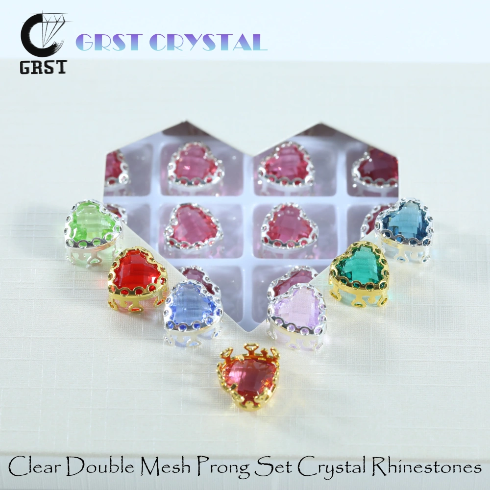Sparkling Bird Nest Claw Rhinestones Maxi Heart Clear Double Mesh Prong Crystal Bags Shoes Wedding Dress Handmade Craft Supplies