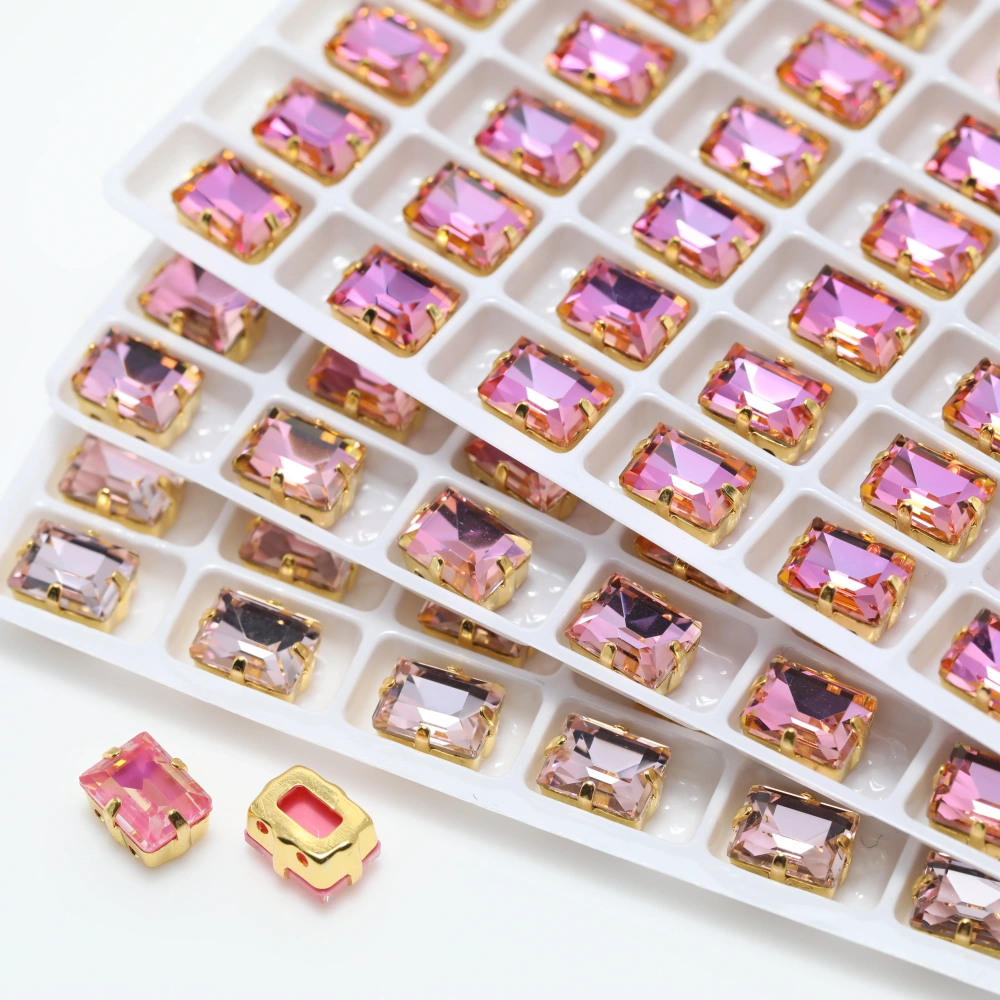 Sparkling Crystal 4527 Step Cut Fancy Stone Claw Rhinestones Peach Apricot Bloom Series Bags Shoes Wedding Dress DIY Supplies