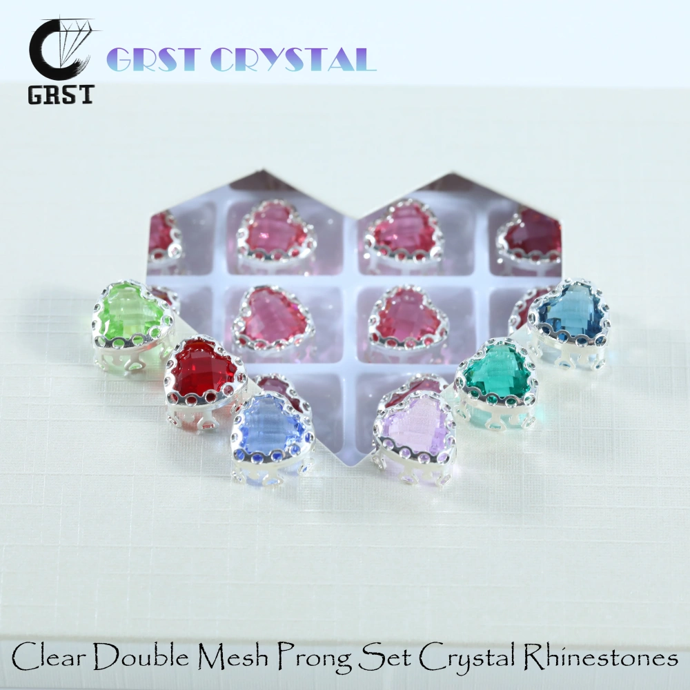 Sparkling Bird Nest Claw Rhinestones Maxi Heart Clear Double Mesh Prong Crystal Bags Shoes Wedding Dress Handmade Craft Supplies