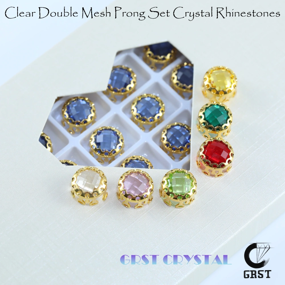 Shiny Round Bird Nest Claw Rhinestones Double Mesh Prong Crystal Beads DIY Craft Decor Accessories For Bags Shoes Garment Dress