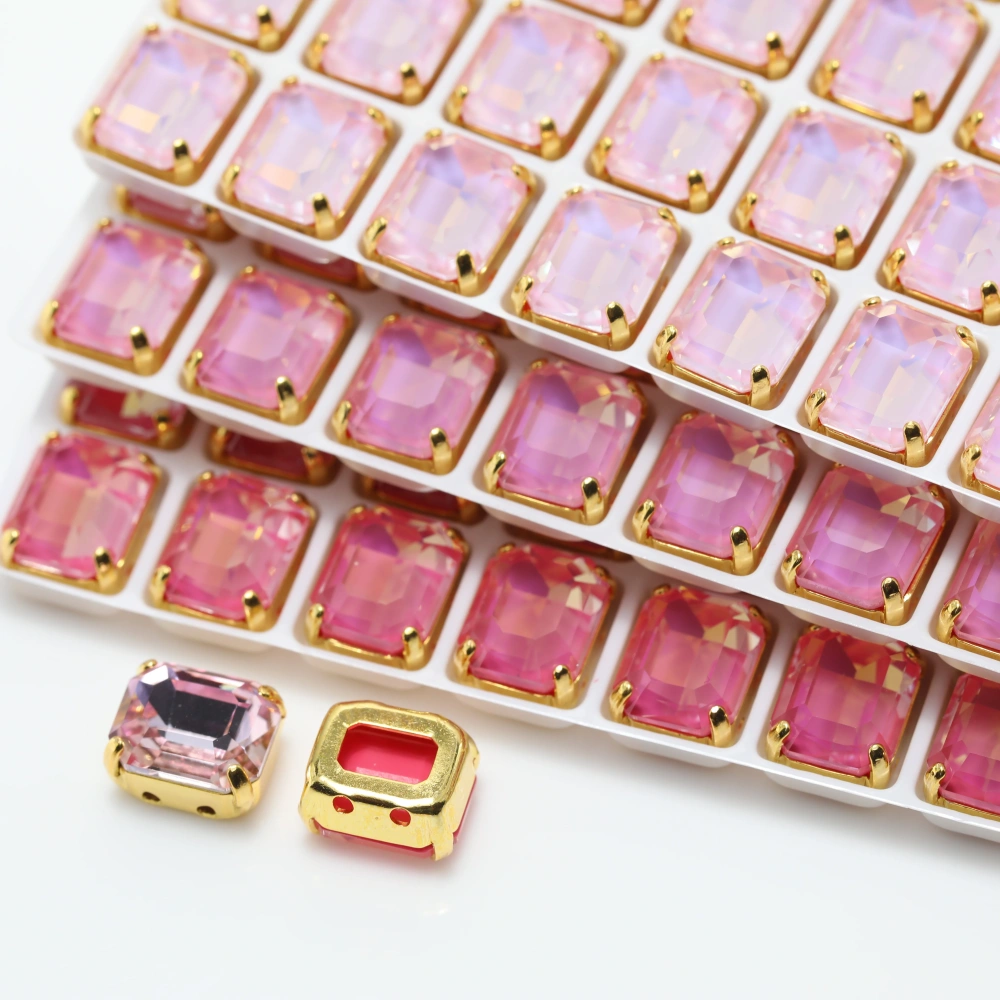 Shiny Crystal 4610 Cushion Octagon Pointed Back Stone Claw Rhinestones Stone Peach Apricot Bloom Series Bags Shoes Wedding Dress