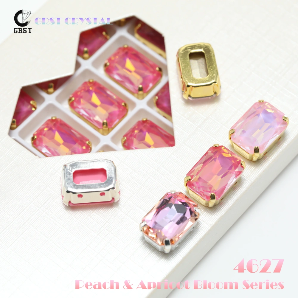 4627 Cushion Octagon Fancy Stone Claw Rhinestones Shiny Crystal Stone Peach Apricot Bloom Series DIY for Bag Shoes Wedding Dress