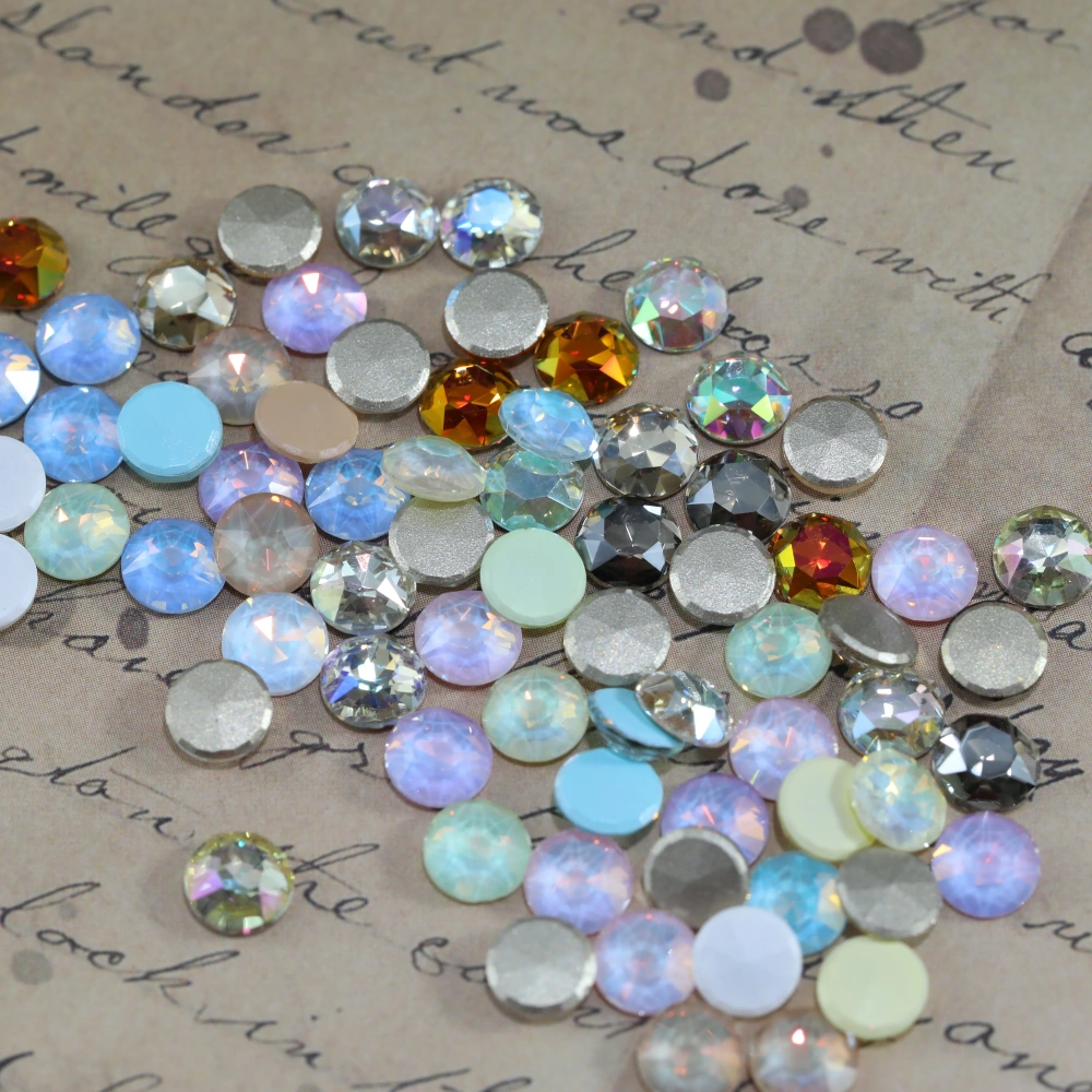 Round Flat Back Bevel Edge Plus Rhinestone Sparkling Crystal DIY Accessories Handcraft Supplies For Nail Art Bags Wedding Dress