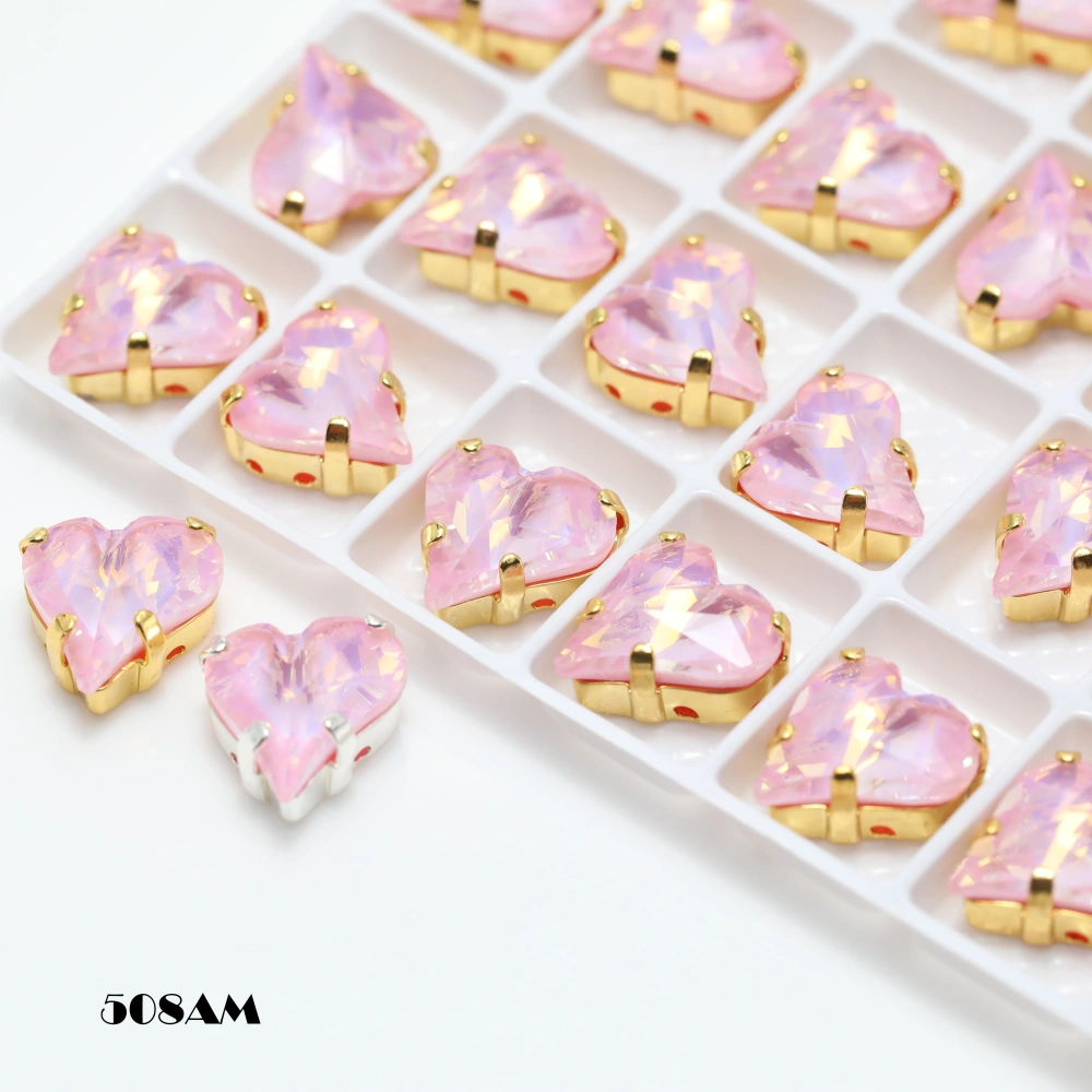 4809 Sweet Heart Pointed Back Claw Rhinestones Shiny Crystal Stone Peach Apricot Bloom Series DIY Supplies Bags Shoes Wedding