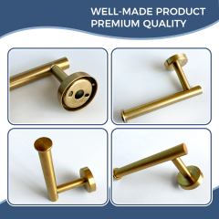 Brushed Gold Toilet Paper Holder - SUS304 Stainless Steel Wall Mount, Modern Half-Open Design for Easy Replacement, Bathroom Tissue Roll Hanger