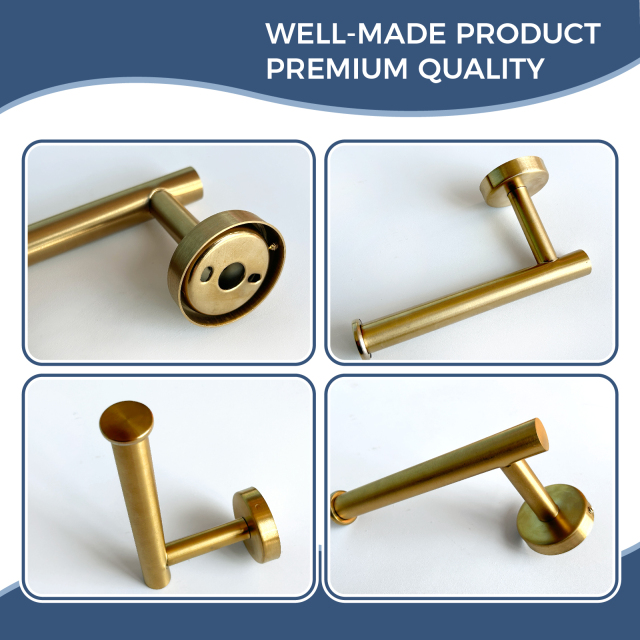 Brushed Gold Toilet Paper Holder - SUS304 Stainless Steel Wall Mount, Modern Half-Open Design for Easy Replacement, Bathroom Tissue Roll Hanger