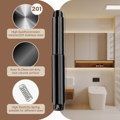 Matte Black Toilet Paper Holder Replacement Rod - Stainless Steel, Universal Fit & Quick Release Spring Roller