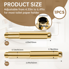 Stainless Steel Toilet Paper Holder Rod 2.0 - Universal Fit Spring Roller, Quick Release & Rust-Proof, Brushed Gold Finish