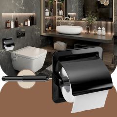 Matte Black Toilet Paper Holder Replacement Rod - Stainless Steel, Universal Fit & Quick Release Spring Roller