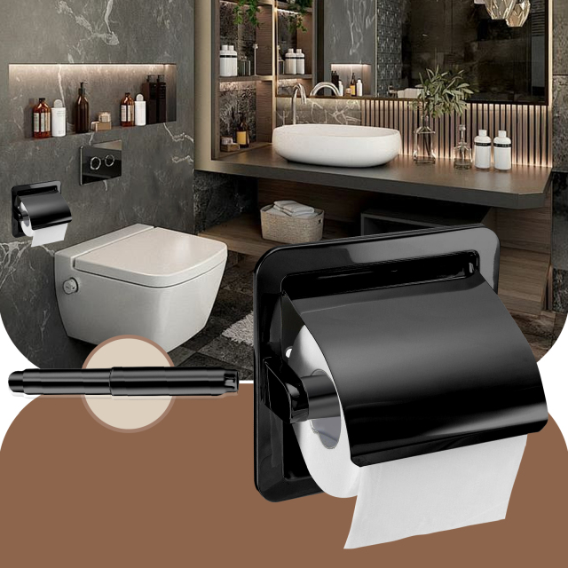 Matte Black Toilet Paper Holder Replacement Rod - Stainless Steel, Universal Fit & Quick Release Spring Roller