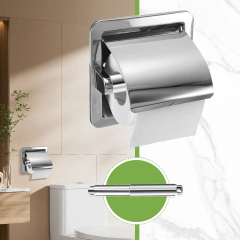 Stainless Steel Toilet Paper Holder Rod - Universal Fit Spring Roller, Quick Release & Rust-Proof, Classic Silver Finish