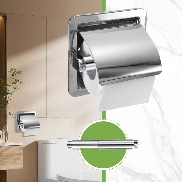 Stainless Steel Toilet Paper Holder Rod - Universal Fit Spring Roller, Quick Release & Rust-Proof, Classic Silver Finish