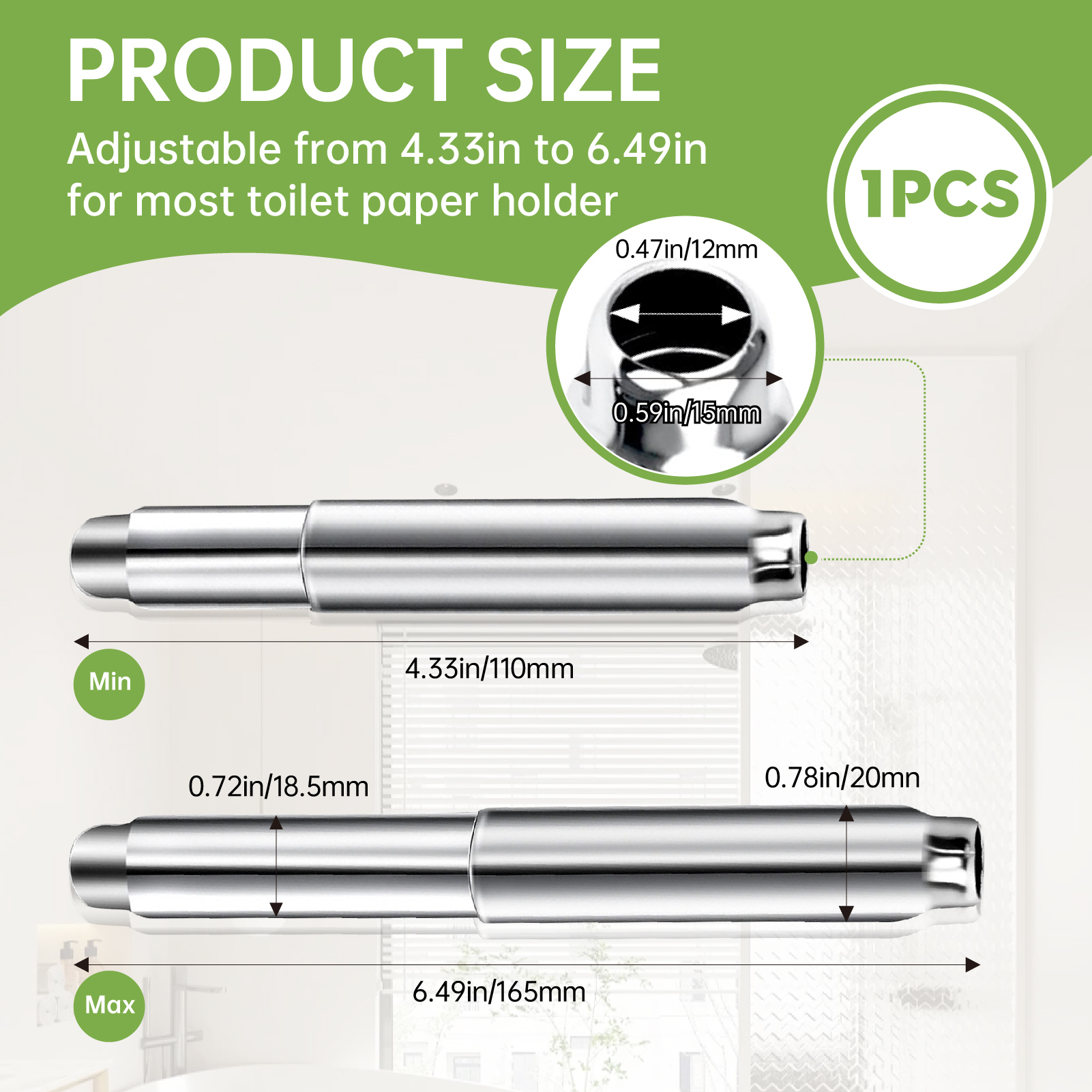 Stainless Steel Toilet Paper Holder Rod - Universal Fit Spring Roller, Quick Release & Rust-Proof, Classic Silver Finish