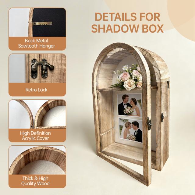 Large Shadow Box Frame 10x16 with Removable Box Shelves, Deep Shadow Box Display Case with Linen Back, Memory Box for Keepsakes, Wedding, Medals & Photos, Shadow Box Carbonized Brown