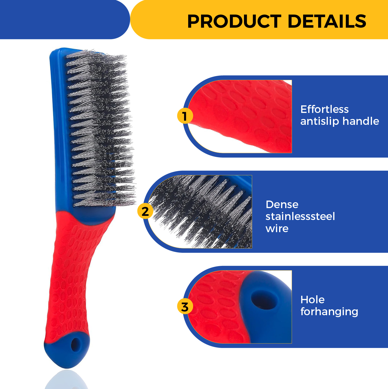 2-Pack Professional Wire Brush Set: High-Performance Stainless Steel Brush & Metal Brush for Ultimate Cleaning Brush Power. Perfect as Wire Brushes for Cleaning Grill Grates, Ovens, Kitchens