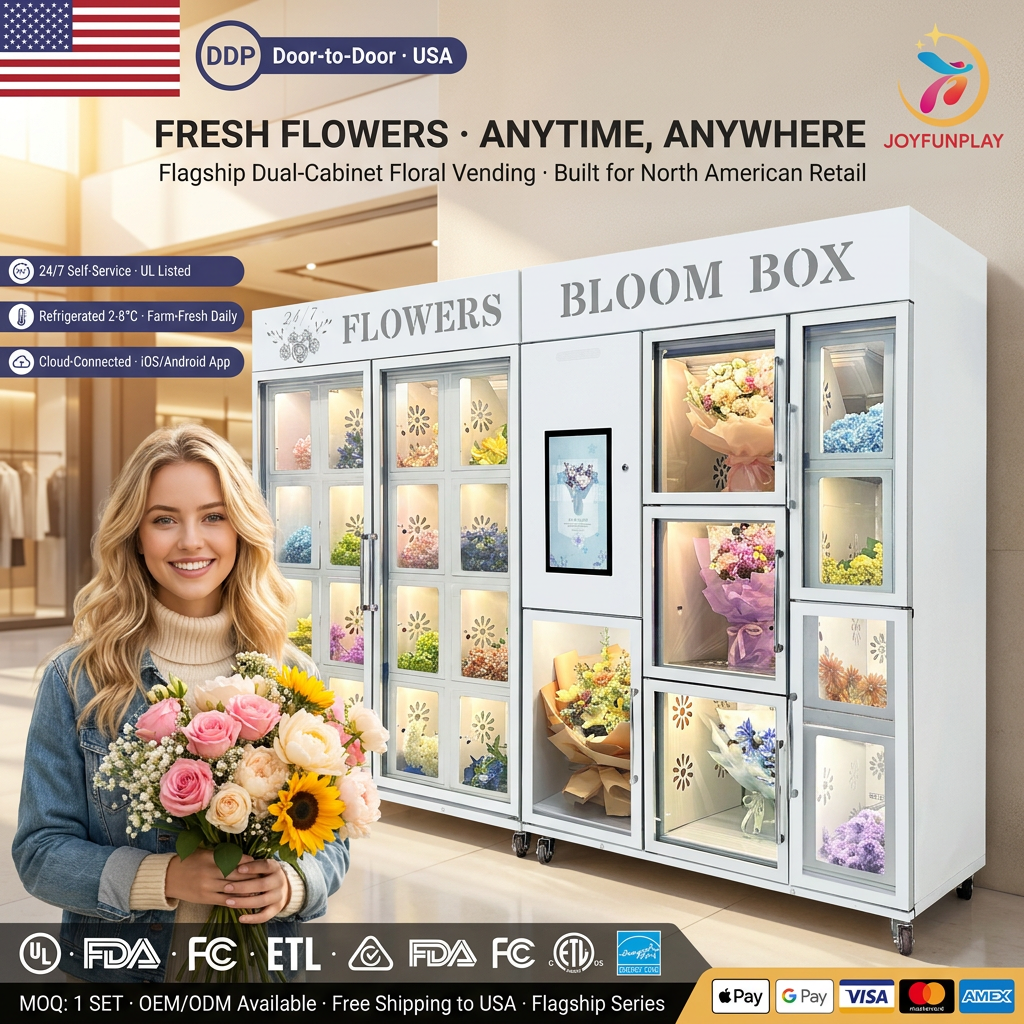 Joyfunplay - JFP 1 to 4℃ 8 Cells Maquina Expendedora De Flores Self-Service Refrigerated Flower Vending Machine for Supermarket Mall - Smart Vending Machine Manufacturer