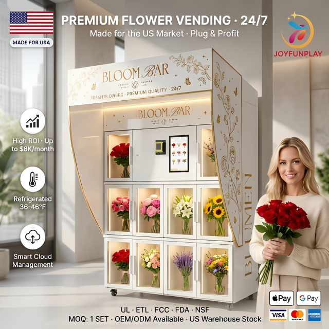 Joyfunplay - JFP High ROI Smart Flower Vending Machine Refrigerated Multi Product 24/7 Unmanned Retail Solution for Wedding Venue - Smart Vending Machine Manufacturer