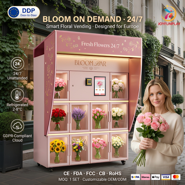 Joyfunplay - JFP High ROI Smart Flower Vending Machine Refrigerated Multi Product 24/7 Unmanned Retail Solution for Wedding Venue - Smart Vending Machine Manufacturer