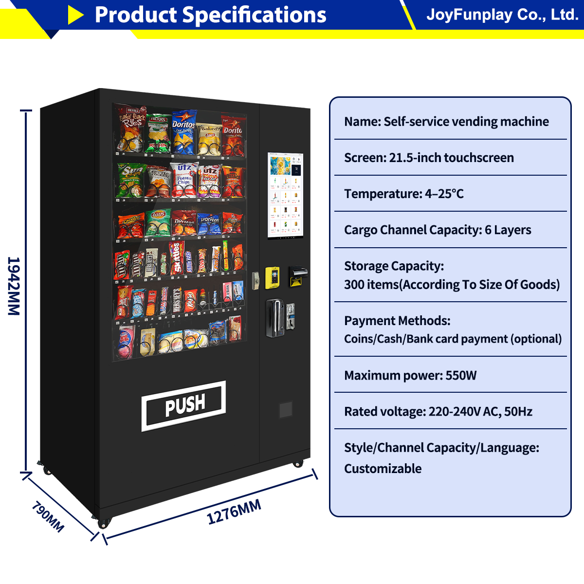 Joyfunplay - Smart Refrigerated Commercial Vending Machine Manufacturer -JFP Vending - Smart Vending Machine Manufacturer