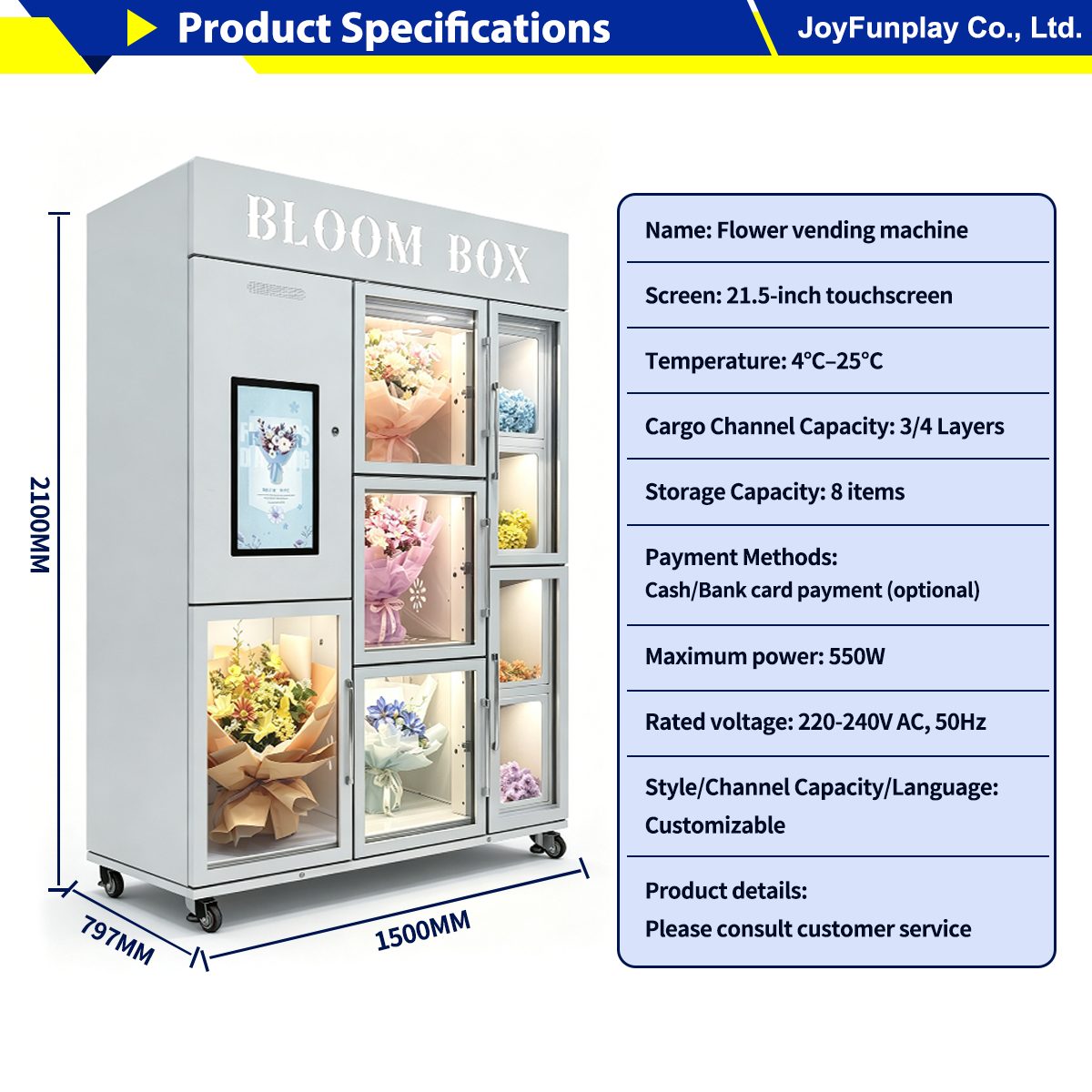 Joyfunplay - Automatic flower vending machine airport business- JFP Vending Machine Factory - Smart Vending Machine Manufacturer