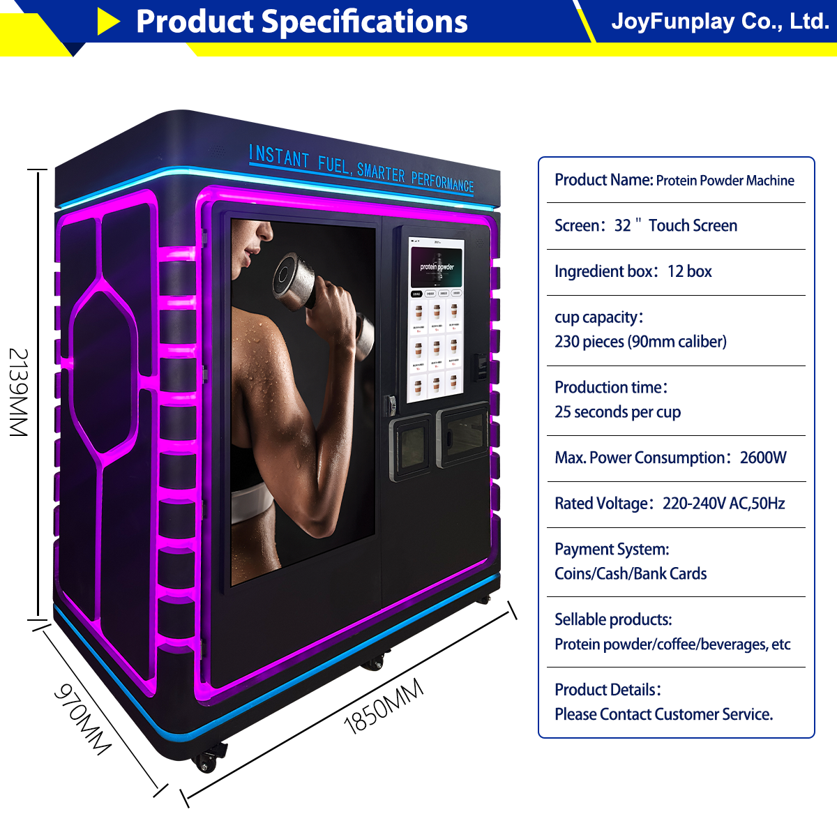 Joyfunplay - Automated Smart Protein Shake Vending Machine for Gym Fitness Centers - Smart Vending Machine Manufacturer