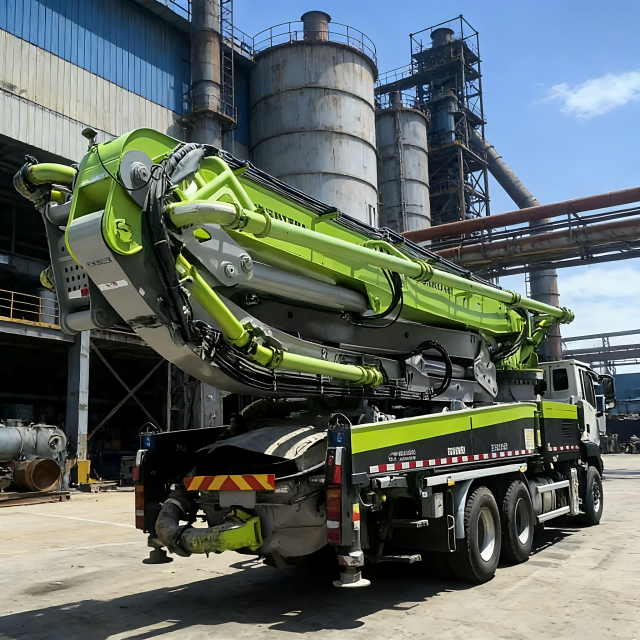 出售二手63米混凝土臂架卡车，配备ZF变速箱和潍柴发动机