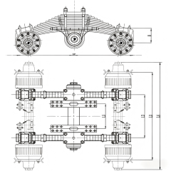 金盛重型车辆用低平台转向架悬挂系统，采用德式车轴