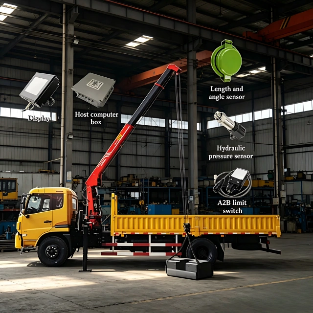 Shacman M3000 truck mounted crane side view