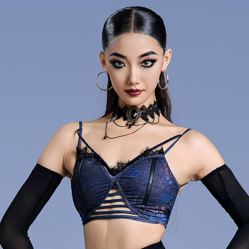 Vennystyle adult Latin dance dress for women with halter wrap top pleated skirt national standard professional dance dress