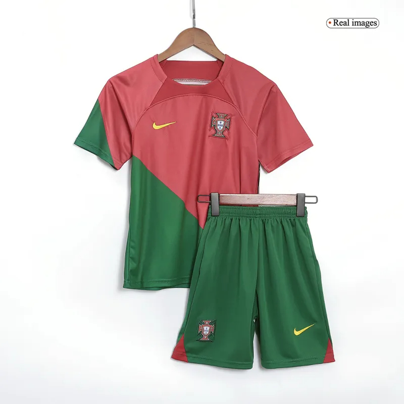 2022 Portugal   World Cup Home Soccer Kids Kit  Jersey+Shorts