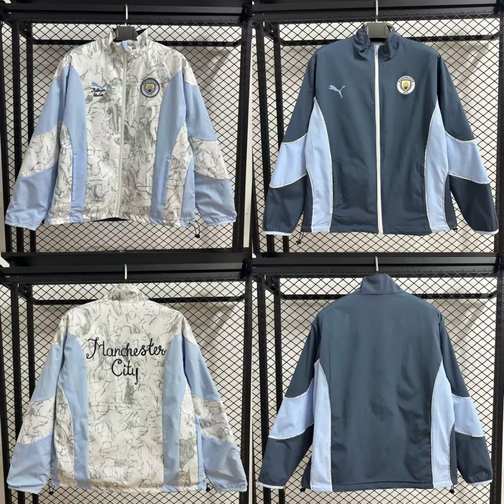 2025/2026 Manchester City Reversible Windbreaker Blue Soccer Jersey 1:1 Thai Quality
