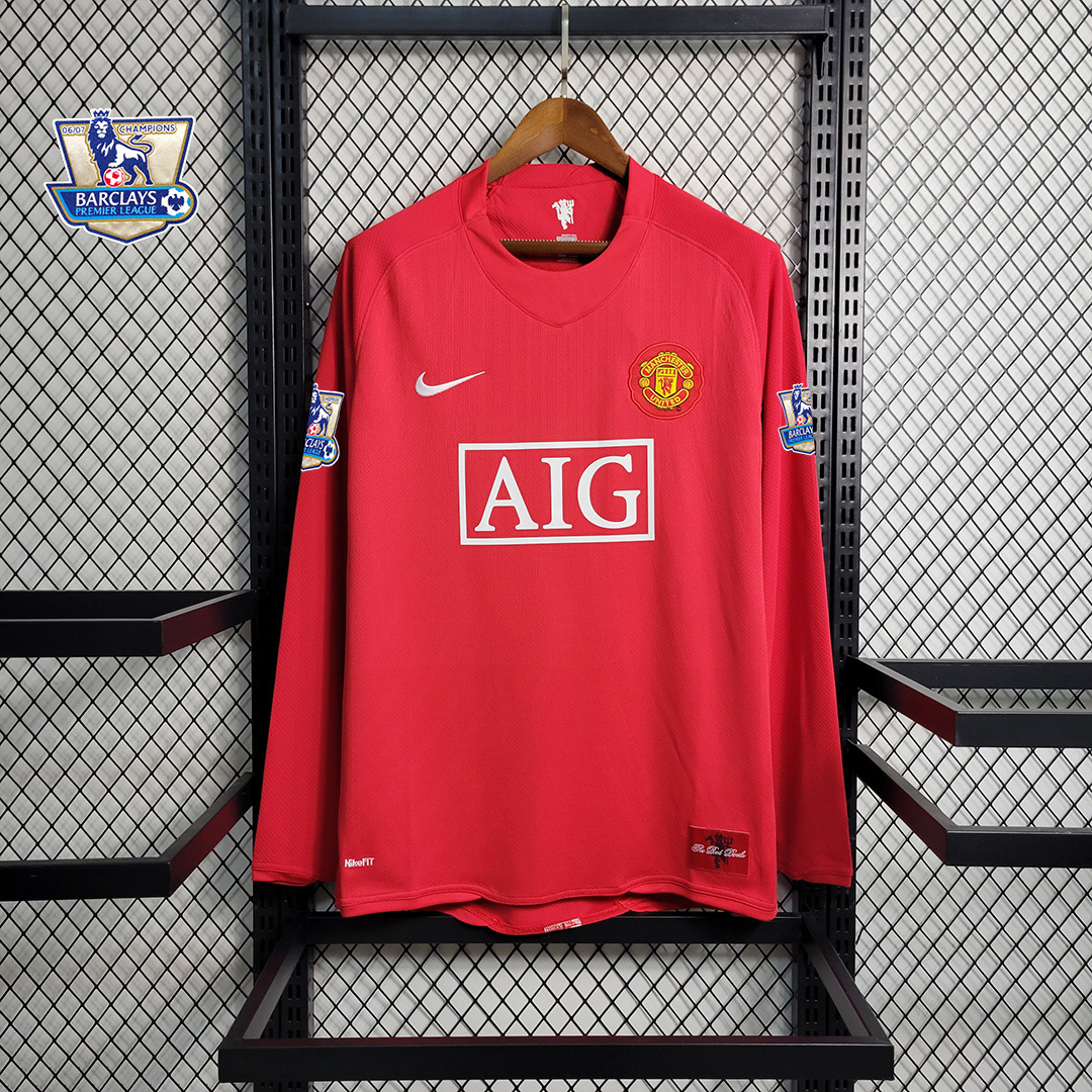 07-08 Manchester United Home Retro Jersey Long Sleeve
